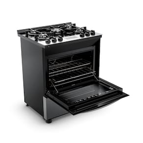 Fogão Brastemp 5 Bocas BFS5XAR com Mesa de Vidro, Turbo Chama e Timer Bivolt - Inox