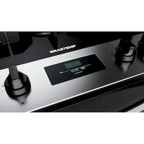 Fogão Brastemp 5 Bocas BFS5XAR com Mesa de Vidro, Turbo Chama e Timer Bivolt - Inox