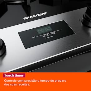 Fogão Brastemp 5 Bocas BFS5XAR com Mesa de Vidro, Turbo Chama e Timer Bivolt - Inox