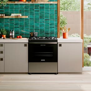 Fogão Brastemp 5 Bocas BFS5XAR com Mesa de Vidro, Turbo Chama e Timer Bivolt - Inox
