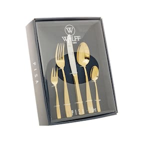 Faqueiro Wolff Pisa em Aço Inox Dourado - 30 Peças