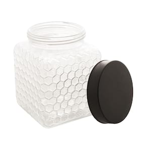 Pote para Mantimentos Wolff Colmeia em Vidro com Tampa - 1,8L - POTE VIDRO TAMPA PRETA COLMEIA 13X16CM 1,8L WOLFF - 2