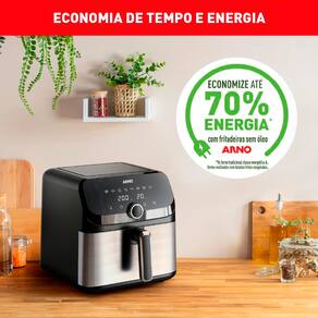 Fritadeira Elétrica Sem Óleo Air Fryer Arno AFD7 7,5L Mega Digital – Inox/Preta