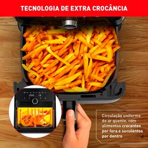 Fritadeira Elétrica Sem Óleo Air Fryer Arno AFD7 7,5L Mega Digital – Inox/Preta