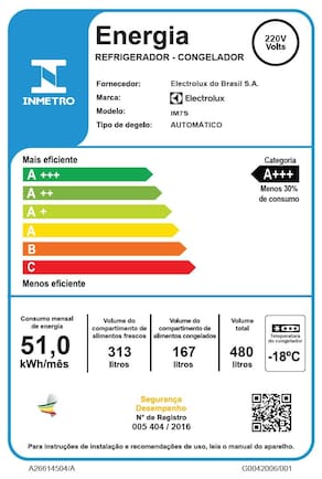Geladeira Electrolux IM7S Frost Free Inverter Efficient AutoSense 3 Portas Inox Look 480L