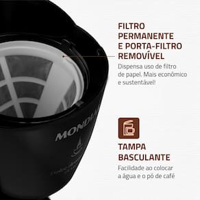 Cafeteira Elétrica Mondial Dolce Arome C-30 18 Xícaras – Preta - 220V - 3