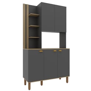 Cozinha Compacta Bartira Safira 108cm 5 Portas e 1 Gaveta - Grafite - 1