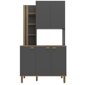 Cozinha Compacta Bartira Safira 108cm 5 Portas e 1 Gaveta - Grafite - 2