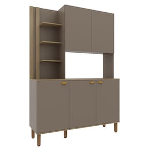 Cozinha Compacta Bartira Safira 135cm 5 Portas e 3 Prateleiras - Nude / Laminado Mel - 1