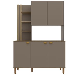 Cozinha Compacta Bartira Safira 135cm 5 Portas e 3 Prateleiras - Nude / Laminado Mel - 2