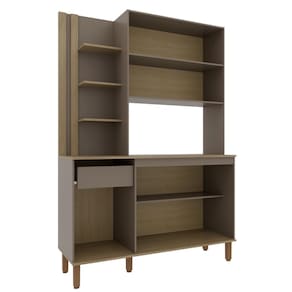 Cozinha Compacta Bartira Safira 135cm 5 Portas e 3 Prateleiras - Nude / Laminado Mel - 3