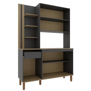 Cozinha Compacta Bartira Safira 135cm 5 Portas e 3 Prateleiras - Grafite / Laminado Mel - 3