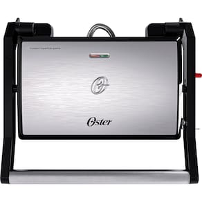 Mini Grill Elétrico Oster OGRL230 2 em 1 com abertura 180° - Inox