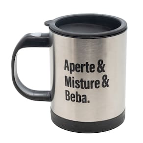 Caneca Mixer Lyor com Tampa 380ml - Aço Inox
