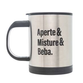 Caneca Mixer Lyor com Tampa 380ml - Aço Inox