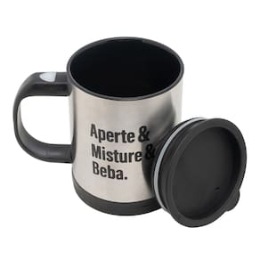 Caneca Mixer Lyor com Tampa 380ml - Aço Inox
