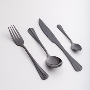 Faqueiro 24 Peças Lyor em Aço Inox Positano - Preto - FAQUEIRO 24 PECAS DE ACO INOX POSITANO PRETO LYOR - 1