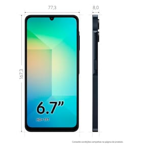 Smartphone Samsung Galaxy A06 Azul Escuro 4G 128GB 4GB RAM Tela 6,7" Processador Octa-Core, Câmera Traseira de 50MP e Selfie de 8MP