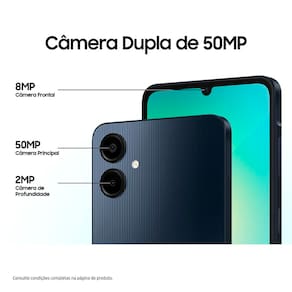 Smartphone Samsung Galaxy A06 Azul Escuro 4G 128GB 4GB RAM Tela 6,7" Processador Octa-Core, Câmera Traseira de 50MP e Selfie de 8MP