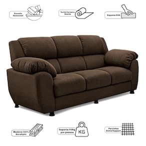Sofá 3 Lugares Cama inBox Paris com 202cm de Largura e Revestido em Bouclé