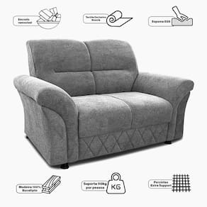 Sofá 2 Lugares Cama inBox Mourato com 140cm de Largura e Revestido em Bouclé