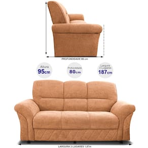 Sofá 3 Lugares Cama inBox Mourato com 187cm de Largura e Revestido em Bouclé