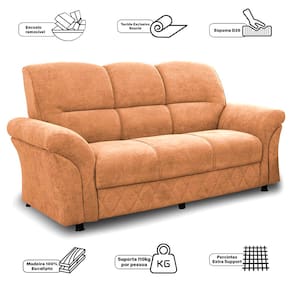 Sofá 3 Lugares Cama inBox Mourato com 187cm de Largura e Revestido em Bouclé