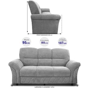 Sofá 3 Lugares Cama inBox Mourato com 187cm de Largura e Revestido em Bouclé