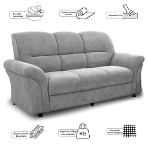Sofá 3 Lugares Cama inBox Mourato com 187cm de Largura e Revestido em Bouclé