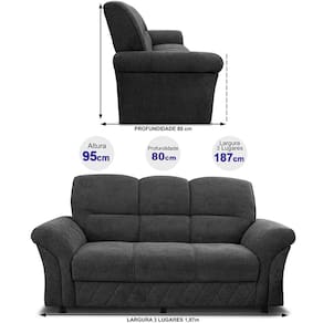 Sofá 3 Lugares Cama inBox Mourato com 187cm de Largura e Revestido em Bouclé