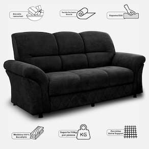 Sofá 3 Lugares Cama inBox Mourato com 187cm de Largura e Revestido em Bouclé