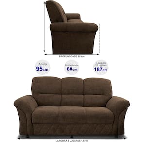 Sofá 3 Lugares Cama inBox Mourato com 187cm de Largura e Revestido em Bouclé