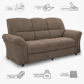 Sofá 3 Lugares Cama inBox Mourato com 187cm de Largura e Revestido em Bouclé