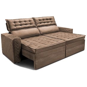 Sofá 3 Lugares Cama inBox Cielo com Assento Retrátil, Encosto Reclinável em Suede Velusoft e 200cm de Largura
