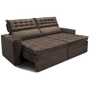 Sofá 4 Lugares Cama inBox Cielo com Assento Retrátil, Encosto Reclinável em Suede Velusoft e 230cm de Largura - Café - 2