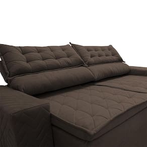 Sofá 4 Lugares Cama inBox Cielo com Assento Retrátil, Encosto Reclinável em Suede Velusoft e 230cm de Largura - Café - 3