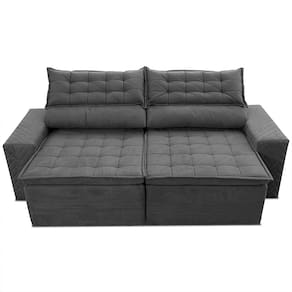 Sofá 4 Lugares Cama inBox Cielo com Assento Retrátil, Encosto Reclinável em Suede Velusoft e 230cm de Largura - Cinza - 1