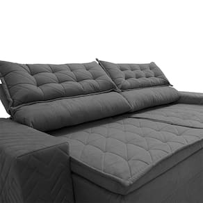 Sofá 4 Lugares Cama inBox Cielo com Assento Retrátil, Encosto Reclinável em Suede Velusoft e 230cm de Largura - Cinza - 3