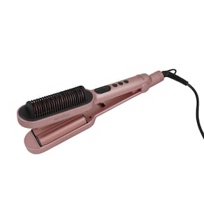 Prancha Modeladora GA.MA Italy 2 em 1 Waver & Brush Keration 220°C com Cabo Giratório Rose/Preto - Bivolt