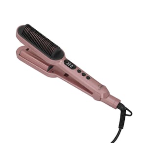 Prancha Modeladora GA.MA Italy 2 em 1 Waver & Brush Keration 220°C com Cabo Giratório Rose/Preto - Bivolt