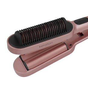 Prancha Modeladora GA.MA Italy 2 em 1 Waver & Brush Keration 220°C com Cabo Giratório Rose/Preto - Bivolt