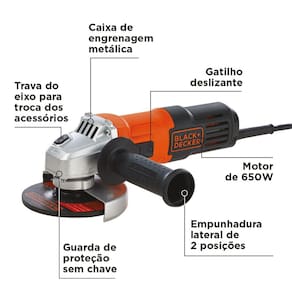 Esmerilhadeira Angular 4.1/2" Black Decker G650 - 650W - 220V - 2