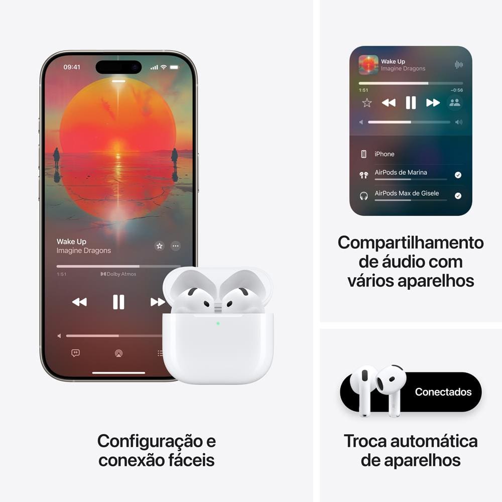 Apple AirPods 4 - Branco | Shopping Smiles