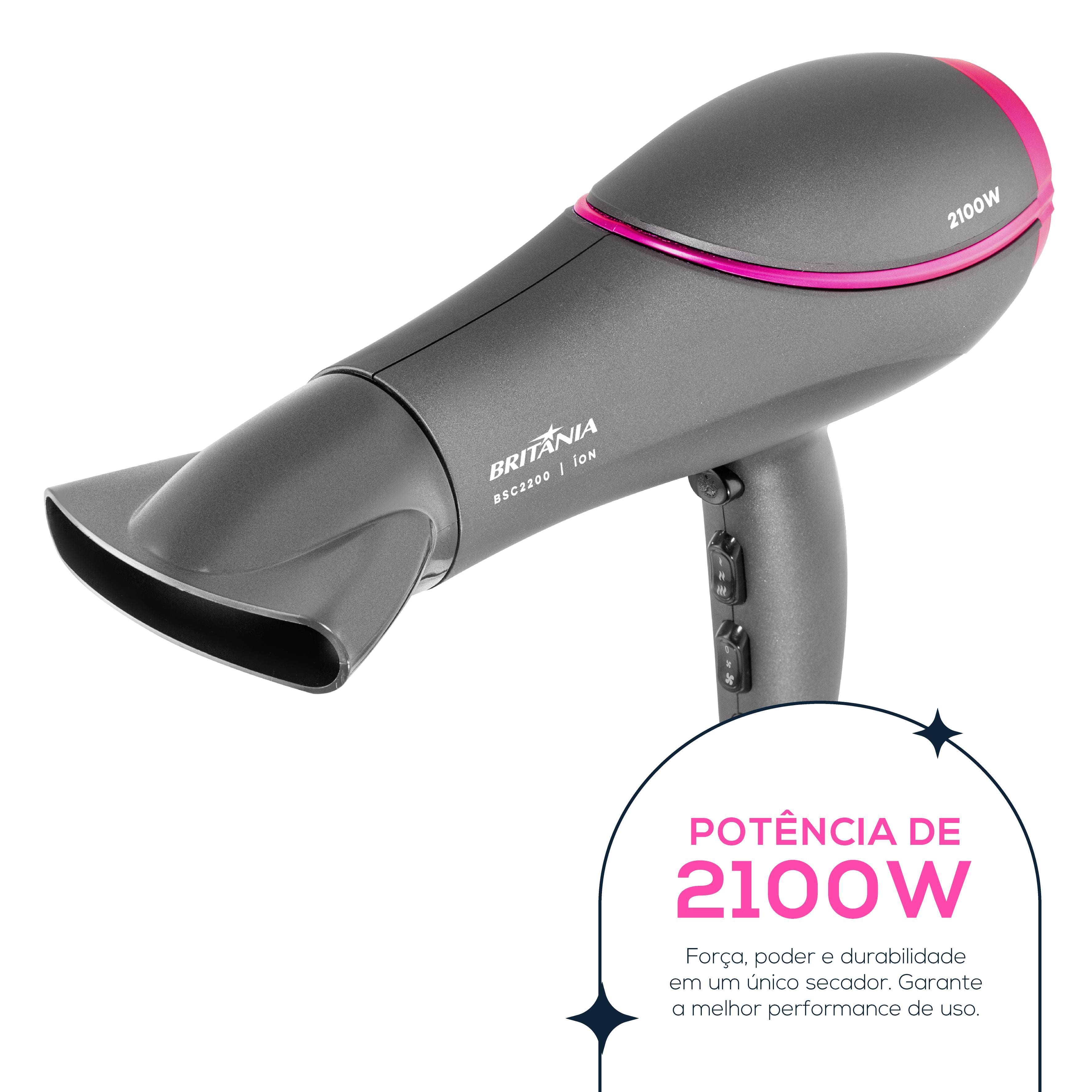 Secador de Cabelos Britânia BSC2200 2100W Cinza e Rosa - Bivolt - 1