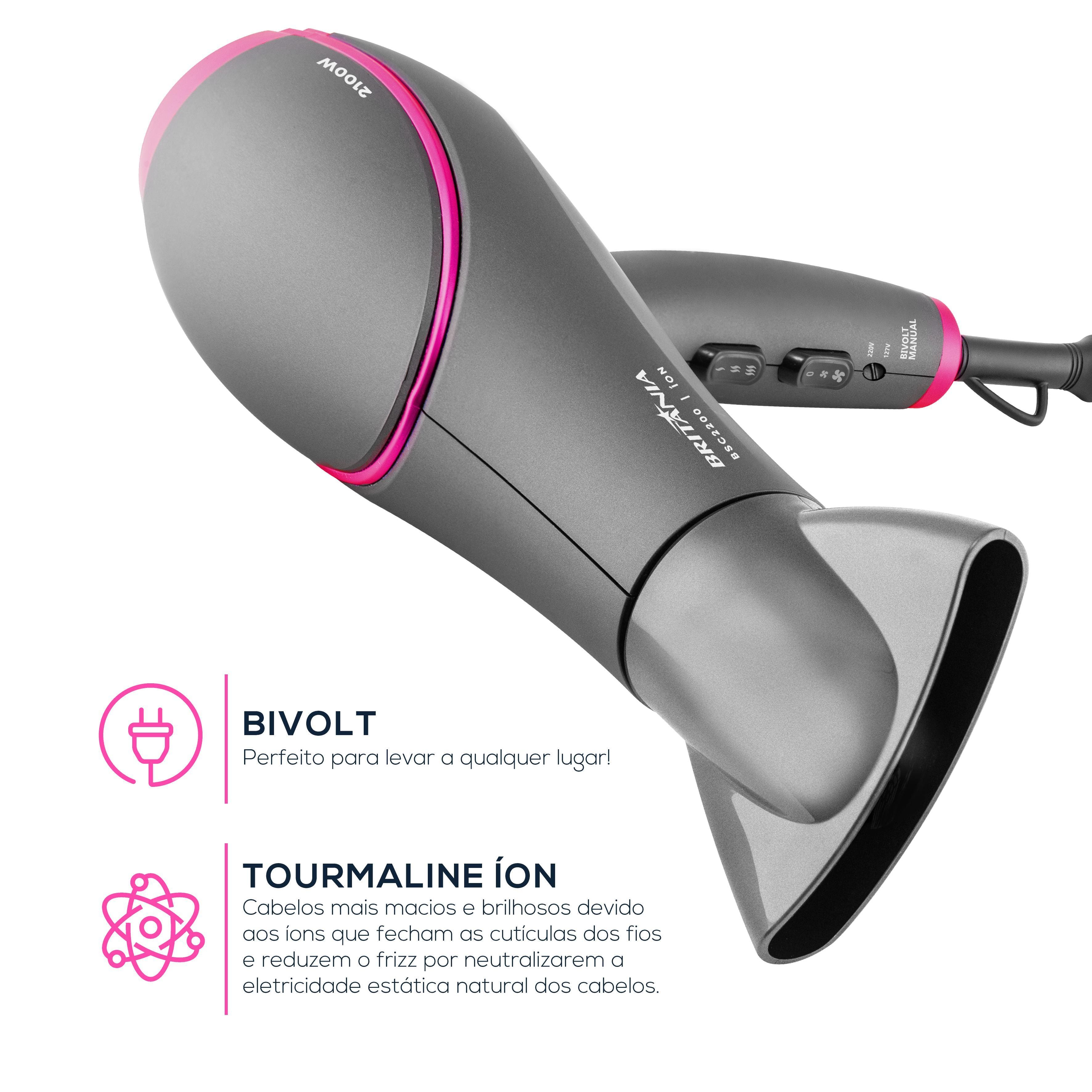 Secador de Cabelos Britânia BSC2200 2100W Cinza e Rosa - Bivolt - 2