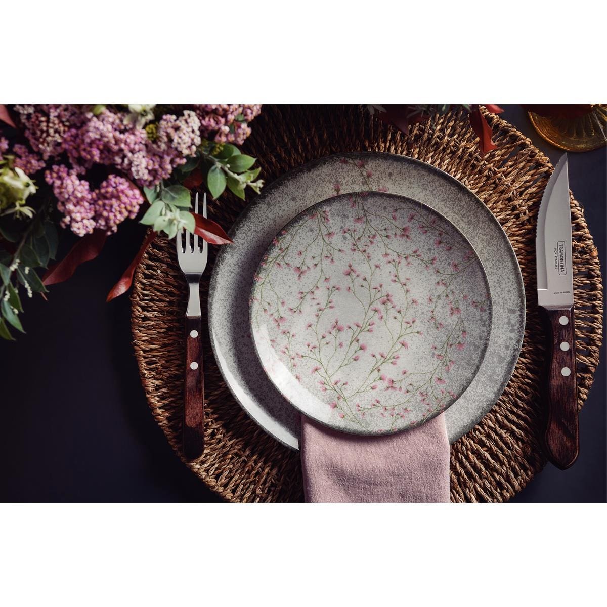 Aparelho de Jantar 20 peças Tramontina Floralis em Porcelana Floral - 1