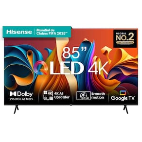 Smart TV 85" Hisense Ultra HD 4K QLED, Google TV com HDR10+, Dolby Atmos, Modo Esporte, Modo Jogo e Compatível com Alexa - 85A53HUA