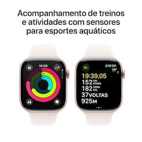 Apple Watch Series 10 GPS, Caixa Ouro Rosa de Alumínio – 46 mm e Pulseira Esportiva Blush-clara - M/G