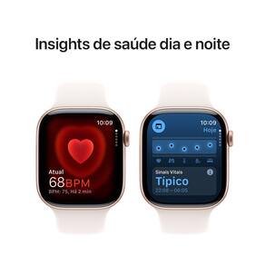 Apple Watch Series 10 GPS, Caixa Ouro Rosa de Alumínio – 46 mm e Pulseira Esportiva Blush-clara - M/G