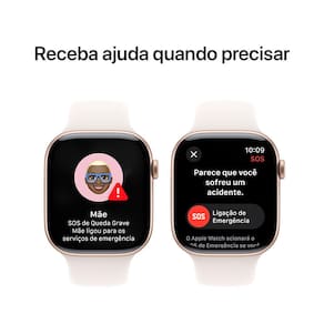 Apple Watch Series 10 GPS, Caixa Ouro Rosa de Alumínio – 46 mm e Pulseira Esportiva Blush-clara - M/G